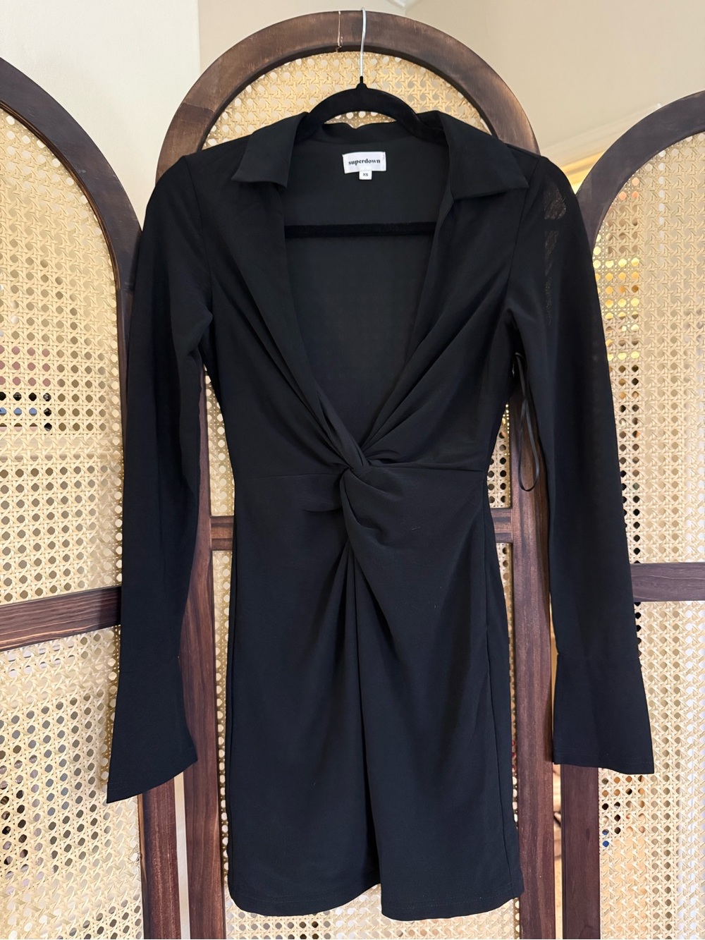 Superdown black long sleeve mini dress XS
